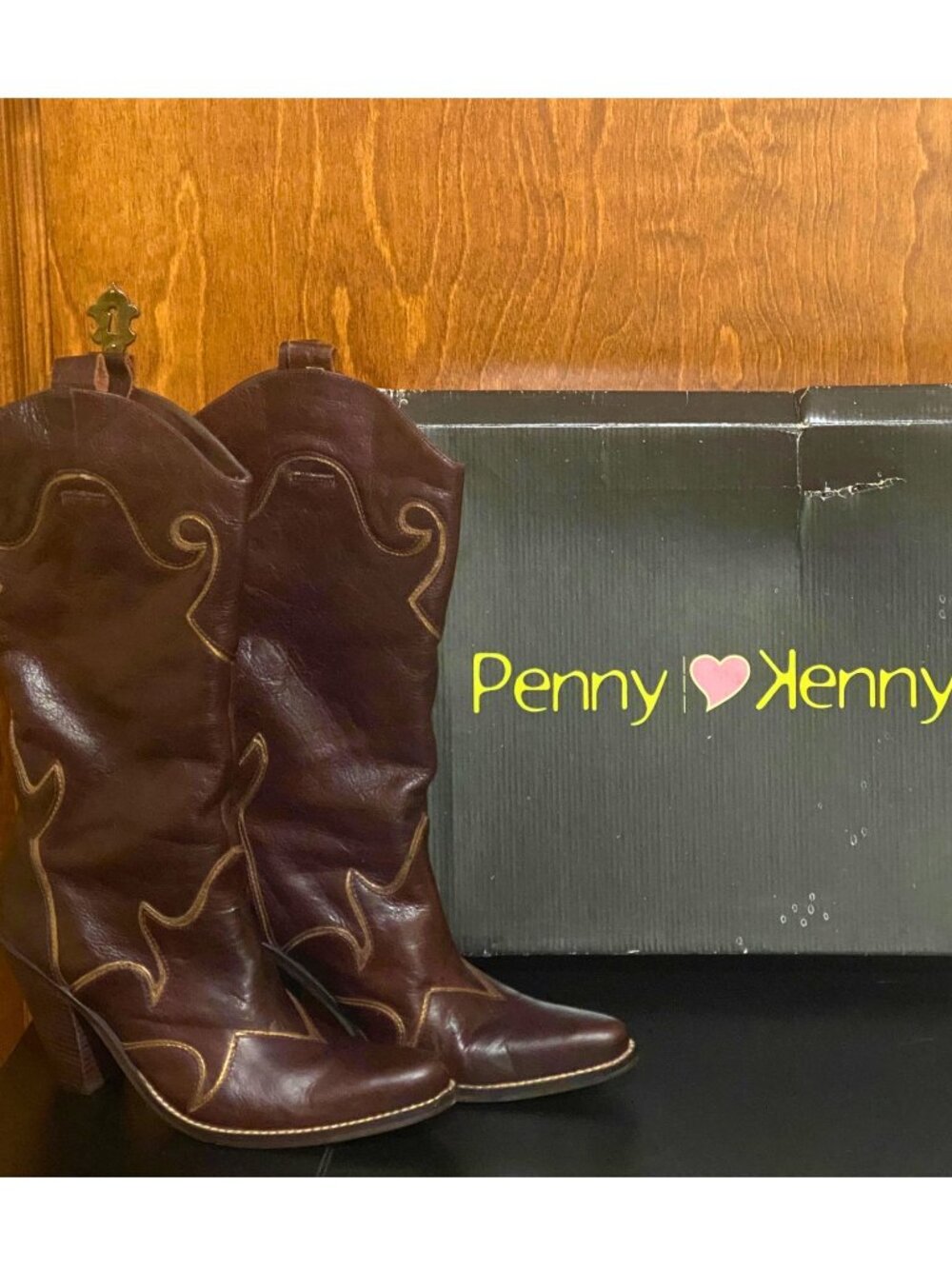 Penny Loves Kenny Rodeo Drive Brown Leather Western Boots Size 8 - Picture 2 of 13